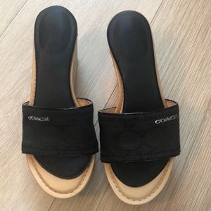 Coach black size 5 sandal wedge